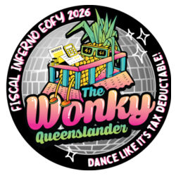 Wonky Tee - Fiscal Inferno EOFY 26 Design