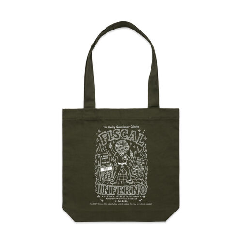 Wonky Tote - Fiscal Inferno EOFY 2026 (white print) Thumbnail