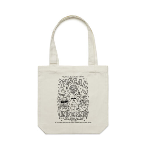 Wonky Tote - Fiscal Inferno EOFY 2026 (black print) Thumbnail